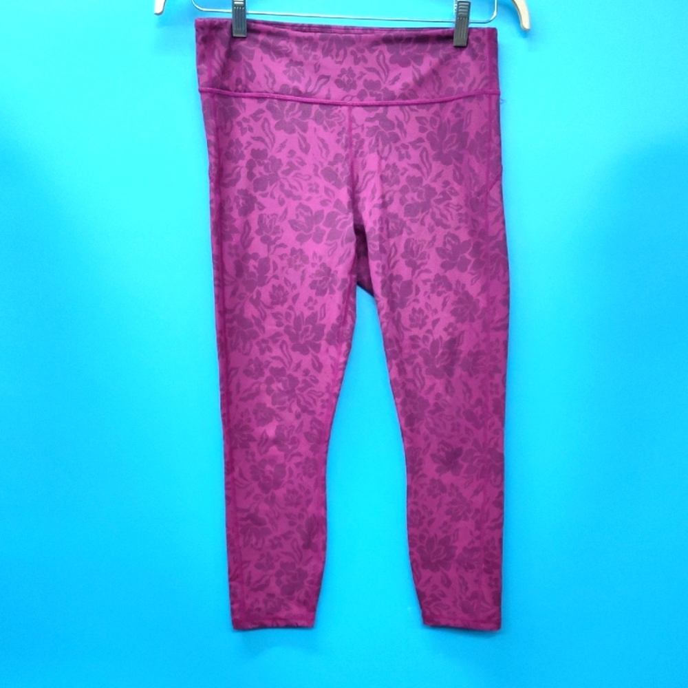 Purple Capri Leggings with Wide Waistband